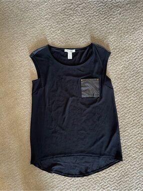White House Black Market Black Sleeveless Pocket Top